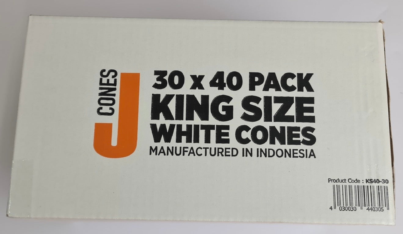 קונוסים לבנים King Size – קרטון 30 חבילות (40 קונוסים בכל חבילה)