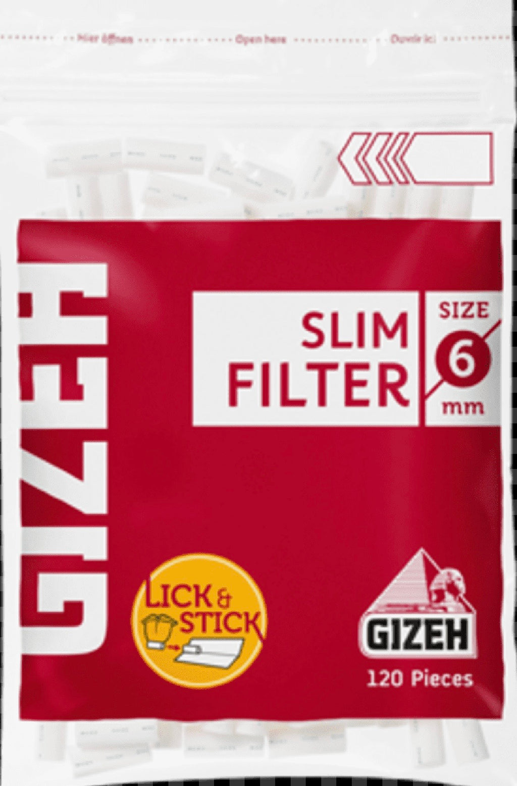 פילטרים GIZEH Slim 6mm – חבילה של 20 שקיות (120 יח׳ בכל שקית)